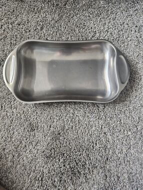 VINTAGE Stainless Steel Serving Tray with Handles - Silver Color Made In Denmark